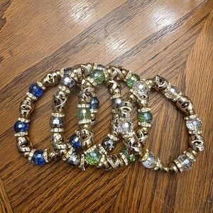 Lot Of 4 Beaded Stretch Braclet Set